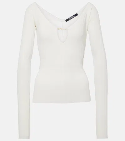 JACQUEMUS LE HAUT PRALÙ SCALLOPED RIBBED-KNIT TOP