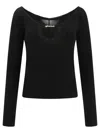 Jacquemus Black Long Sleeve Top With Logo Detail And Cut-out