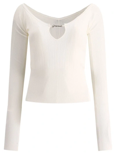 Jacquemus Le Haut Pralu Ribbed Top In Off-white