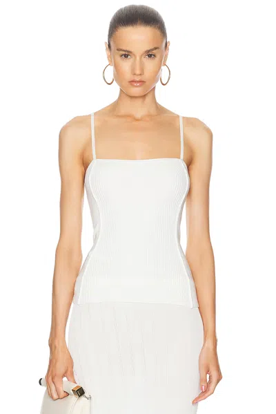 Jacquemus Sierra Ribbed Knit Sleeveless Top In White