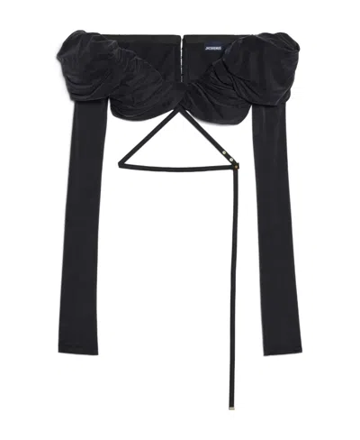 Jacquemus Le Haut Spalla Crop Top In Black