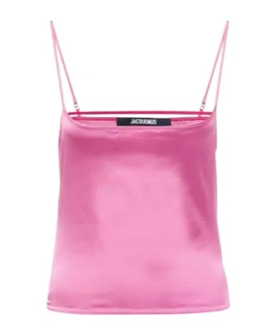 Jacquemus Le Haut Tangelo Satin Tank Top In Pink