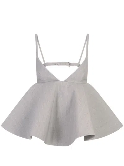 Jacquemus Le Haut Vela Peplum Top In Grey