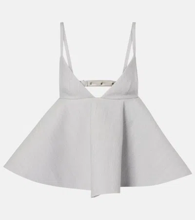 Jacquemus Le Haut Vela Peplum Top In Grey