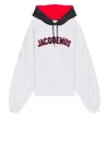 Jacquemus Light Grey Le Hoodie Baseball Sweatshirt Men In Grey