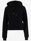 Jacquemus Le Grosgrain Logo Cotton Fleece Crop Hoodie In Black