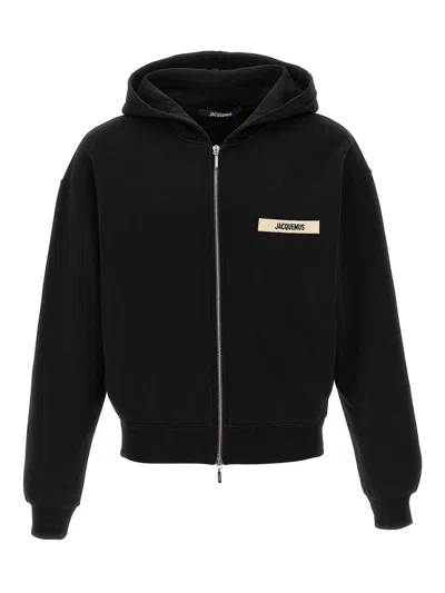 Jacquemus Le Hoodie Zip Gros Hooded Cotton Sweatshirt In Black