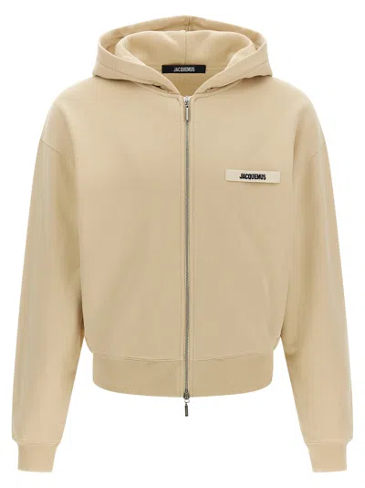 Jacquemus Le Hoodie Grip Gros Grain Sweatshirt Beige In Neutral