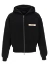 Jacquemus Gros Grain Zip-up Hooded Sweatshirt In Black