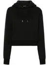 Jacquemus Le Grosgrain Logo Cotton Fleece Crop Hoodie In Black