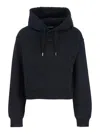 Jacquemus Le Grosgrain Logo Cotton Fleece Crop Hoodie In Black