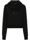 Jacquemus Le Grosgrain Logo Cotton Fleece Crop Hoodie In Black