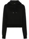 Jacquemus Le Grosgrain Logo Cotton Fleece Crop Hoodie In Black