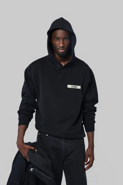 Jacquemus Le Hoodie Gros Grain In Black