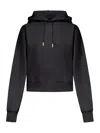 Jacquemus Le Grosgrain Logo Cotton Fleece Crop Hoodie In Black