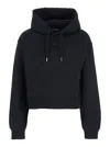 Jacquemus Le Hoodie Gros Grain Black Cropped Hoodie With Drawstring Hood And Logo Patch On The Front In Cotton In Black