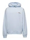 JACQUEMUS LE HOODIE GROS-GRAIN LIGHT BLUE HOODIE WITH LOGO PATCH IN COTTON MAN