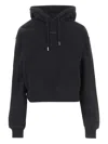 Jacquemus Le Grosgrain Logo Cotton Fleece Crop Hoodie In Black