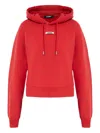 Jacquemus Cropped Hooded Drawstring Top In Red