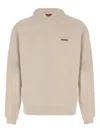 Jacquemus Ribbed Hooded Sweater Featuring Gros Grain In Sand