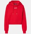 Jacquemus Cropped Hooded Drawstring Top In Red