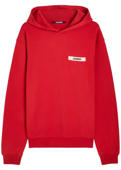 Jacquemus Le Hoodie Gros Grain Cotton Sweatshirt In Red