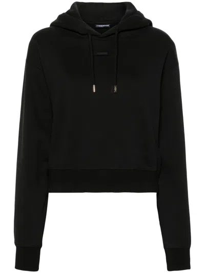 Jacquemus Le Hoodie Gros Grain Cropped Sweatshirt In Black