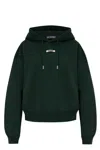 Jacquemus 'le Hoodie Gros Grain' Green Hoodie With Logo Patch On The Front In Cotton Woman