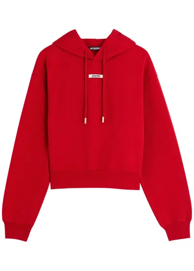 Jacquemus Le Hoodie Gros Grain Hooded Cotton Sweatshirt In Red Dark