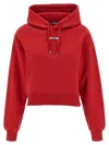 Jacquemus Cropped Hooded Drawstring Top In Red