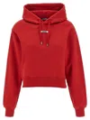 Jacquemus Cropped Hooded Drawstring Top In Red