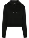 Jacquemus Le Grosgrain Logo Cotton Fleece Crop Hoodie In Black