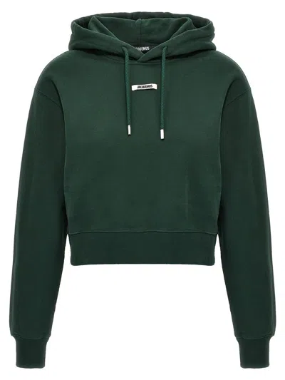 Jacquemus Le Hoodie Gros Grain Hooded Cotton Sweatshirt In Green