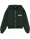 Jacquemus Le Hoodie Zip Gros Grain Cotton Sweatshirt In Green