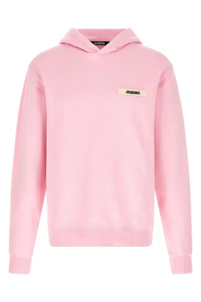 Jacquemus Logo-patch Dropped-shoulders Hoodie In Pink