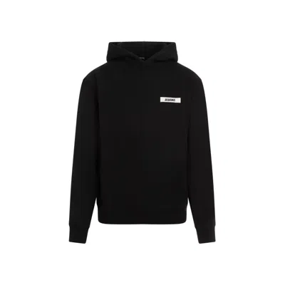 JACQUEMUS LE HOODIE GROS GRAIN IN BLACK COTTON