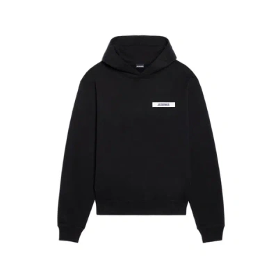 Jacquemus Cotton Fabric Hoodie With Long Sleeves In Black