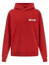 Jacquemus Men Le Hoodie Grosgrain Hooded Sweatshirt In Red