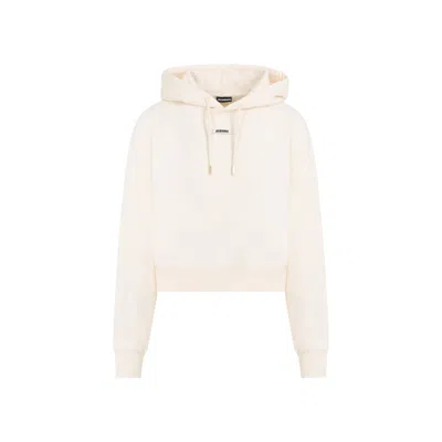 Jacquemus The Gros Grain Cropped Hooded Sweatshirt In Beige