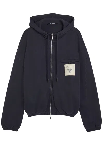 Jacquemus Le Hoodie Torneo Logo Hooded Cotton Sweatshirt In Blue