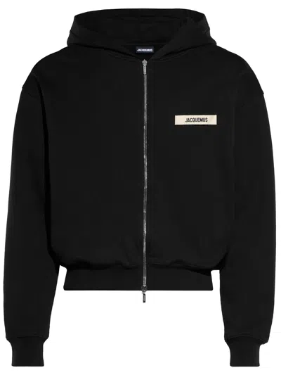 Jacquemus Le Hoodie Zip Gros Grain In Black