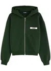 Jacquemus Le Hoodie Zip Gros Grain Cotton Sweatshirt In Dark Green
