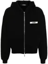 Jacquemus The Gros Grain Zip-up Hooded Sweatshirt In Black