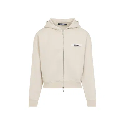 Jacquemus Le Hoodie Zip Gros Grain Hoodies Men In Gray