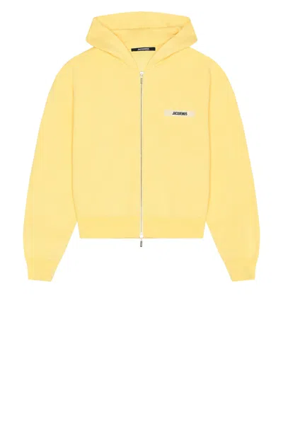 Jacquemus Le Hoodie Zip In Yellow