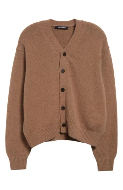 Jacquemus Le  Signature Alpaca Blend Cardigan In Light Brown