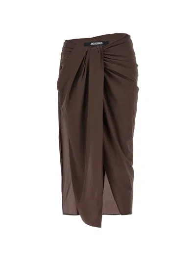 Jacquemus Le Jupe Paréo Draped Skirt In Black
