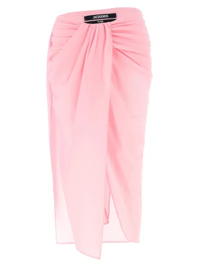 Jacquemus Pink The Pareo Polyester Midi Skirt
