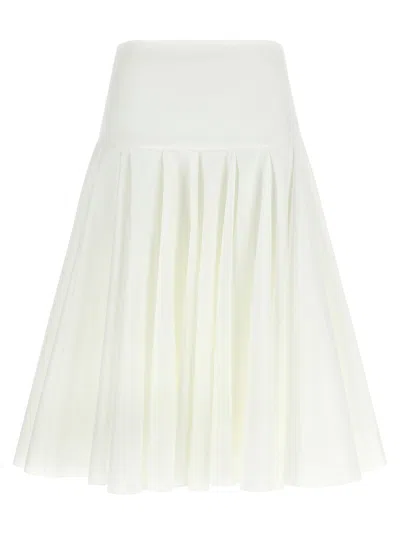 Jacquemus High Waisted Pleated Asymmetric Hem Skirt In White