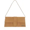 Jacquemus 'le Bambino' Beige Shoulder Bag With Logo Lettering On The Front And Embossed Crocodile Effect In Brown